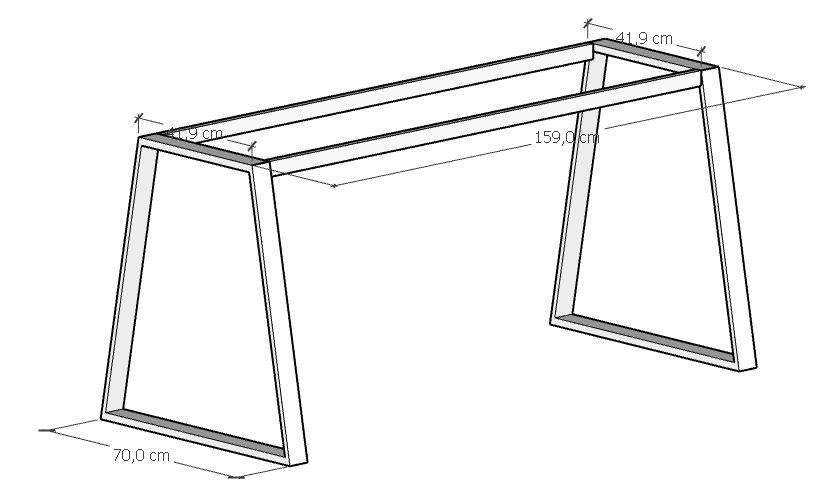 Mesa VICTORIA 159x042/159x70 90H SIN TAPA (Mesa, Alt.Mesa, Patas Alum)